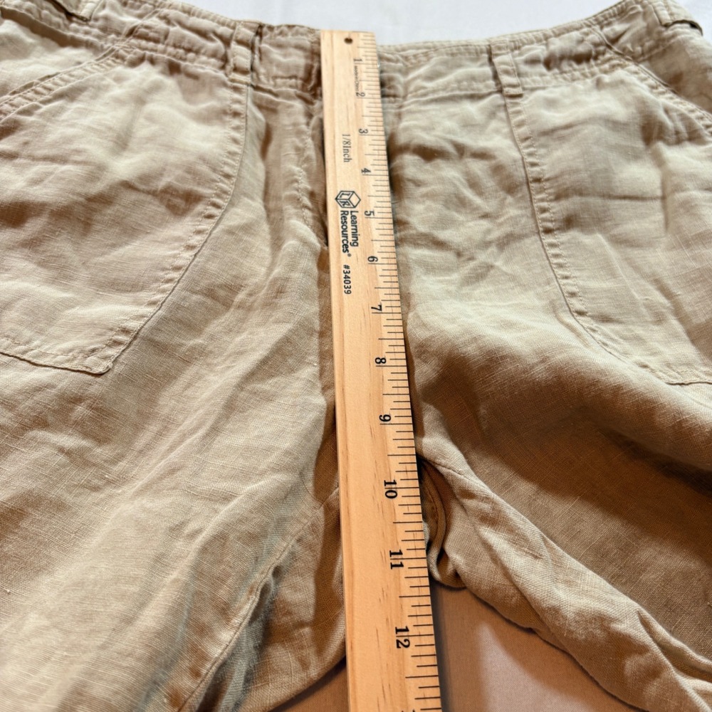 Tommy Bahama Linen Cargo Pants Womens 6 Tan Cropped Relaxed Fit Summer Utility - Picture 7 of 9